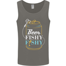 Fishing Beer Here Fishy Fisherman Funny Mens Vest Tank Top Charcoal