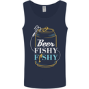 Fishing Beer Here Fishy Fisherman Funny Mens Vest Tank Top Navy Blue