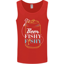 Fishing Beer Here Fishy Fisherman Funny Mens Vest Tank Top Red