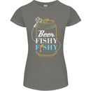 Fishing Beer Here Fishy Fisherman Funny Womens Petite Cut T-Shirt Charcoal