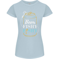 Fishing Beer Here Fishy Fisherman Funny Womens Petite Cut T-Shirt Light Blue