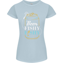 Fishing Beer Here Fishy Fisherman Funny Womens Petite Cut T-Shirt Light Blue