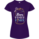 Fishing Beer Here Fishy Fisherman Funny Womens Petite Cut T-Shirt Purple