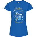 Fishing Beer Here Fishy Fisherman Funny Womens Petite Cut T-Shirt Royal Blue