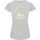 Fishing Beer Here Fishy Fisherman Funny Womens Petite Cut T-Shirt Sports Grey
