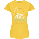 Fishing Beer Here Fishy Fisherman Funny Womens Petite Cut T-Shirt Yellow
