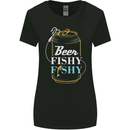 Fishing Beer Here Fishy Fisherman Funny Womens Wider Cut T-Shirt Black