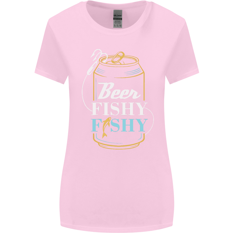 Fishing Beer Here Fishy Fisherman Funny Womens Wider Cut T-Shirt Light Pink