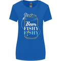 Fishing Beer Here Fishy Fisherman Funny Womens Wider Cut T-Shirt Royal Blue