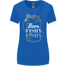 Fishing Beer Here Fishy Fisherman Funny Womens Wider Cut T-Shirt Royal Blue