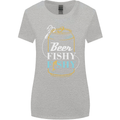 Fishing Beer Here Fishy Fisherman Funny Womens Wider Cut T-Shirt Sports Grey