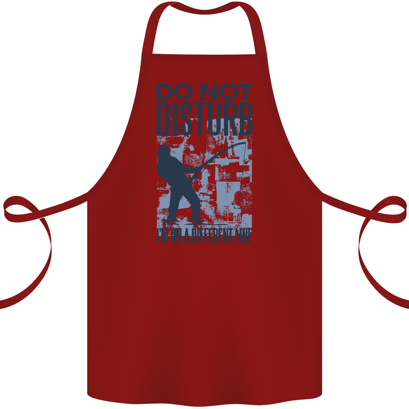 Fishing Do Not Disturb Funny Fisherman Cotton Apron 100% Organic Maroon
