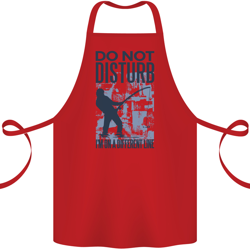 Fishing Do Not Disturb Funny Fisherman Cotton Apron 100% Organic Red