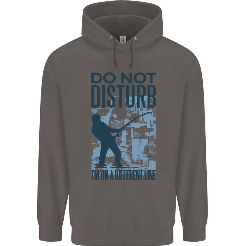Fishing Do Not Disturb Funny Fisherman Mens 80% Cotton Hoodie Charcoal