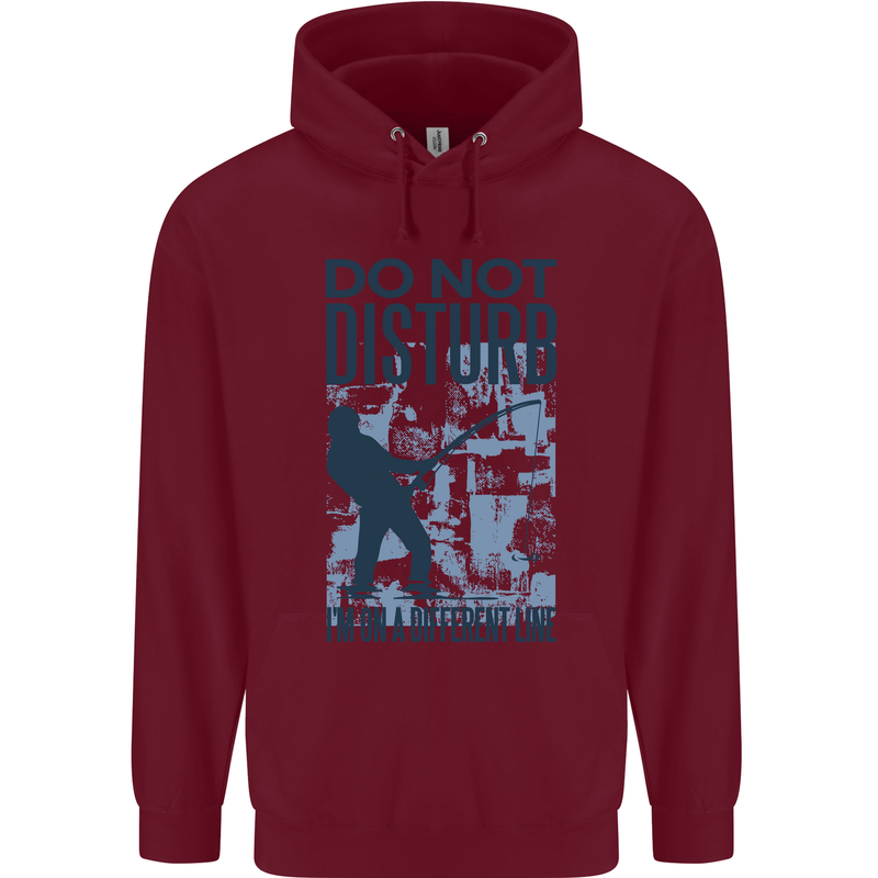 Fishing Do Not Disturb Funny Fisherman Mens 80% Cotton Hoodie Maroon