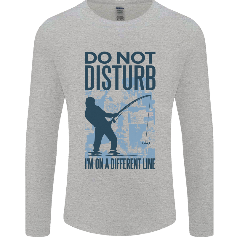 Fishing Do Not Disturb Funny Fisherman Mens Long Sleeve T-Shirt Sports Grey