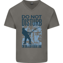 Fishing Do Not Disturb Funny Fisherman Mens V-Neck Cotton T-Shirt Charcoal