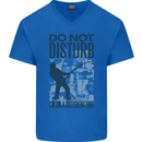 Fishing Do Not Disturb Funny Fisherman Mens V-Neck Cotton T-Shirt Royal Blue
