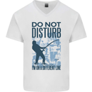 Fishing Do Not Disturb Funny Fisherman Mens V-Neck Cotton T-Shirt White
