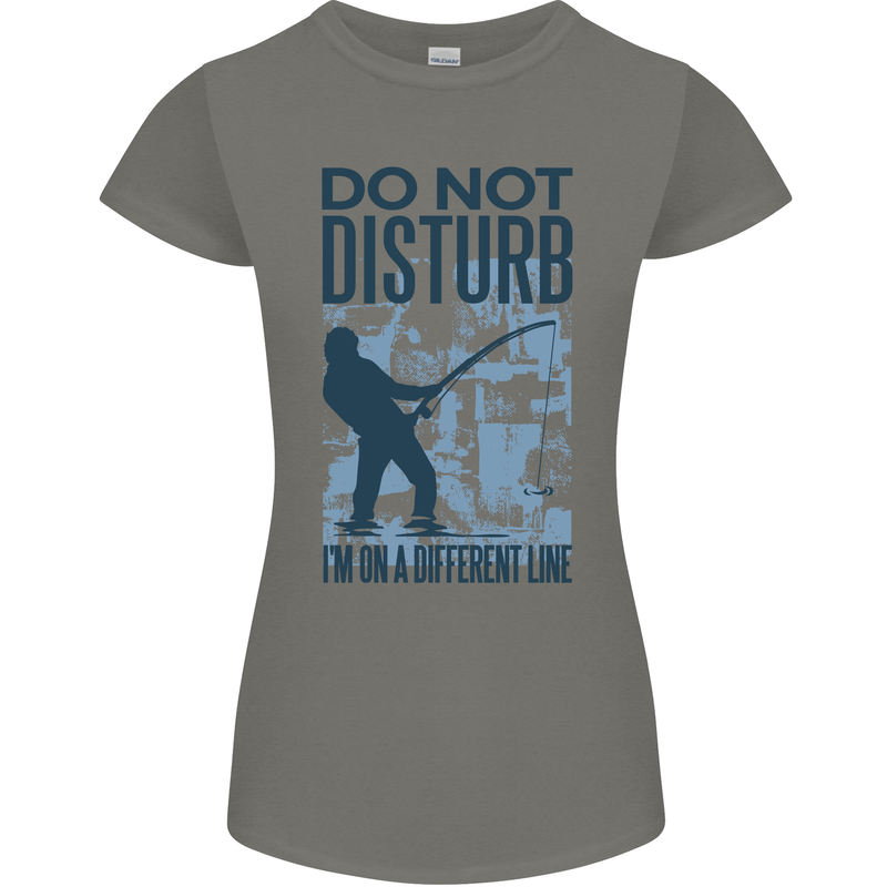 Fishing Do Not Disturb Funny Fisherman Womens Petite Cut T-Shirt Charcoal