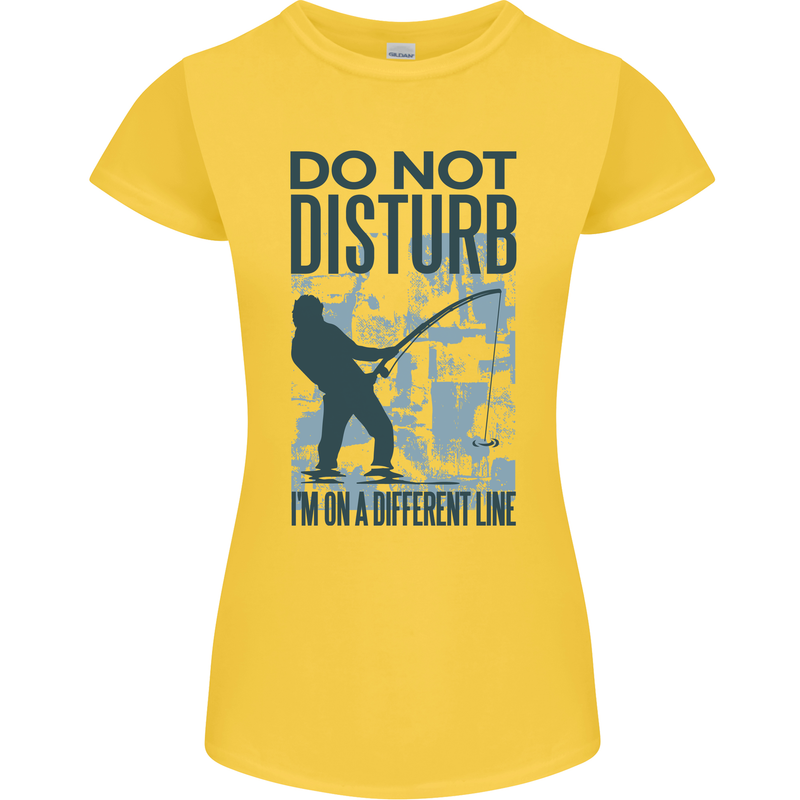Fishing Do Not Disturb Funny Fisherman Womens Petite Cut T-Shirt Yellow