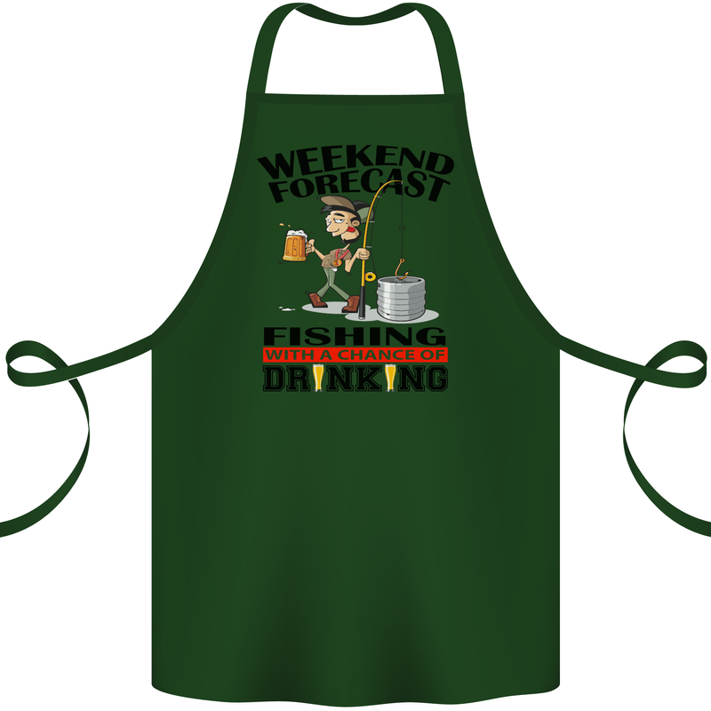 Fishing Fisherman Forecast Alcohol Beer Cotton Apron 100% Organic Forest Green