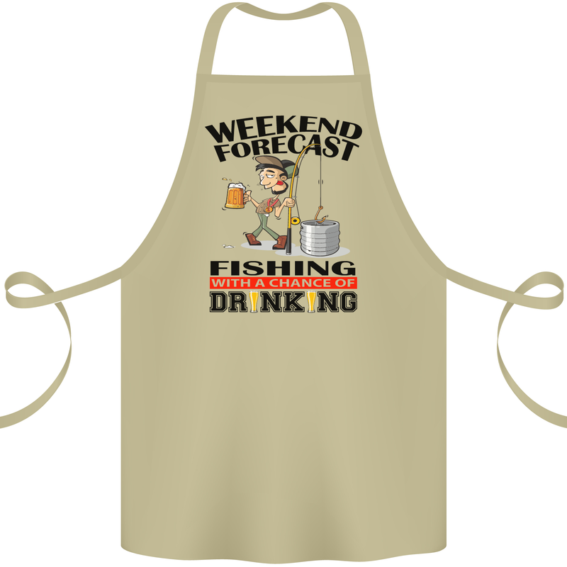 Fishing Fisherman Forecast Alcohol Beer Cotton Apron 100% Organic Khaki