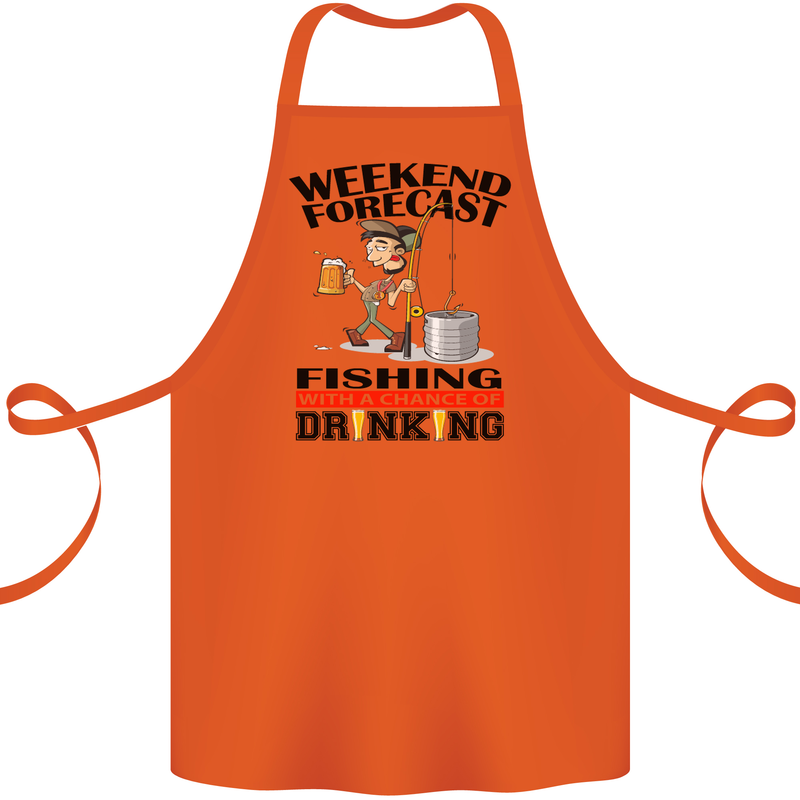 Fishing Fisherman Forecast Alcohol Beer Cotton Apron 100% Organic Orange