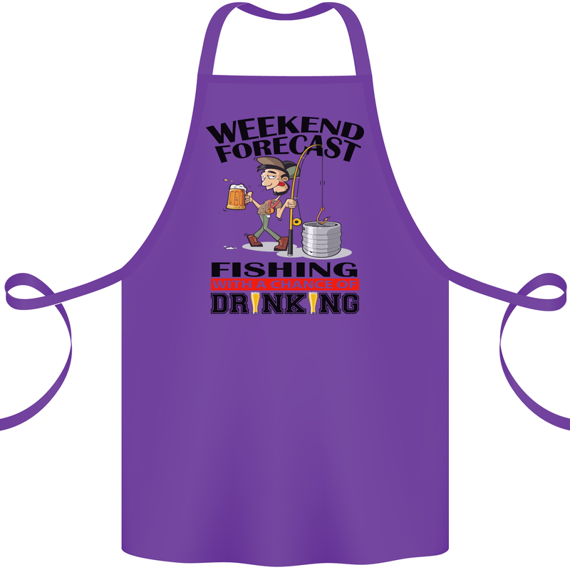 Fishing Fisherman Forecast Alcohol Beer Cotton Apron 100% Organic Purple