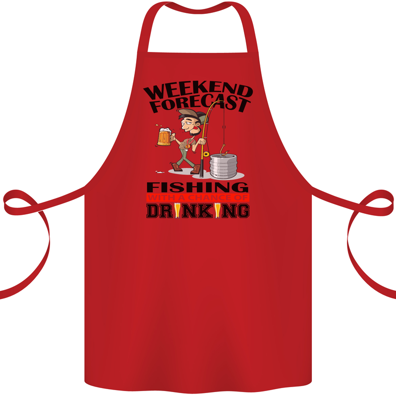 Fishing Fisherman Forecast Alcohol Beer Cotton Apron 100% Organic Red