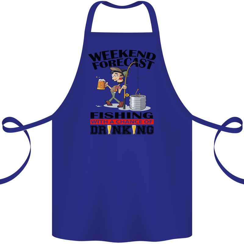Fishing Fisherman Forecast Alcohol Beer Cotton Apron 100% Organic Royal Blue
