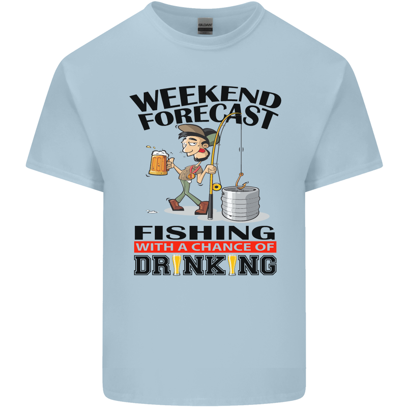 Fishing Fisherman Forecast Alcohol Beer Mens Cotton T-Shirt Tee Top Light Blue