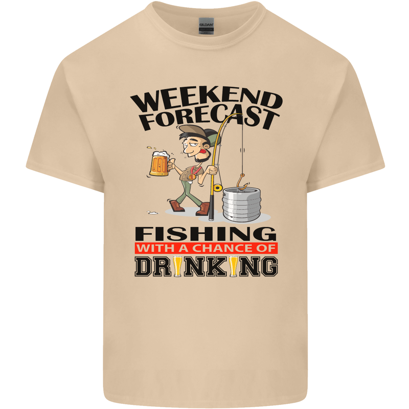 Fishing Fisherman Forecast Alcohol Beer Mens Cotton T-Shirt Tee Top Sand