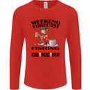 Fishing Fisherman Forecast Alcohol Beer Mens Long Sleeve T-Shirt Red