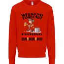 Fishing Fisherman Forecast Alcohol Beer Mens Sweatshirt Jumper Bright Red