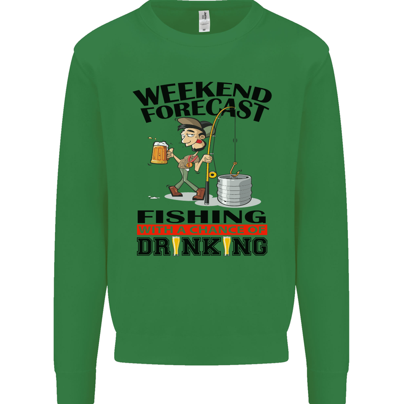 Fishing Fisherman Forecast Alcohol Beer Mens Sweatshirt Jumper Irish Green