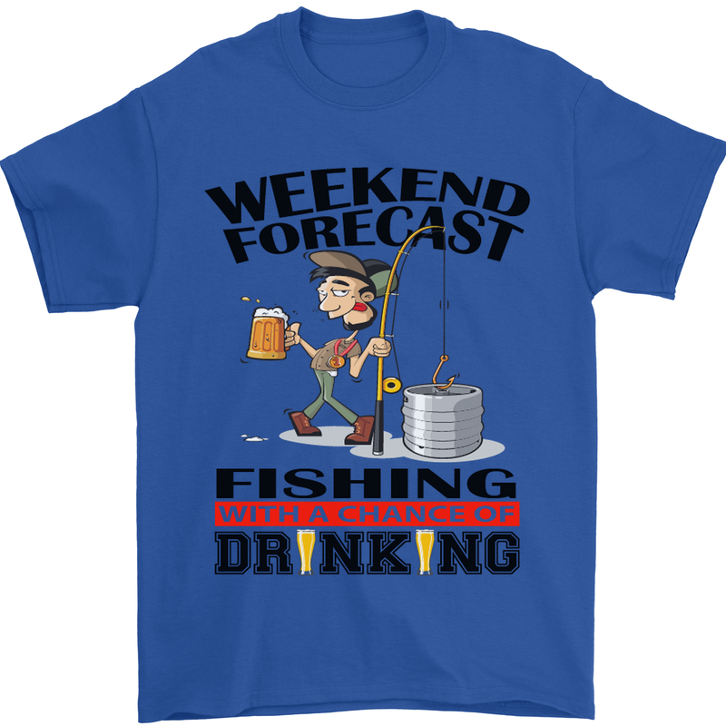 Fishing Fisherman Forecast Alcohol Beer Mens T-Shirt Cotton Gildan Royal Blue