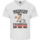 Fishing Fisherman Forecast Alcohol Beer Mens V-Neck Cotton T-Shirt White