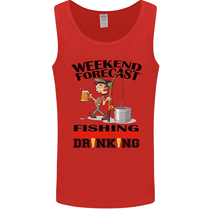Fishing Fisherman Forecast Alcohol Beer Mens Vest Tank Top Red