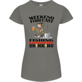 Fishing Fisherman Forecast Alcohol Beer Womens Petite Cut T-Shirt Charcoal