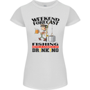 Fishing Fisherman Forecast Alcohol Beer Womens Petite Cut T-Shirt White