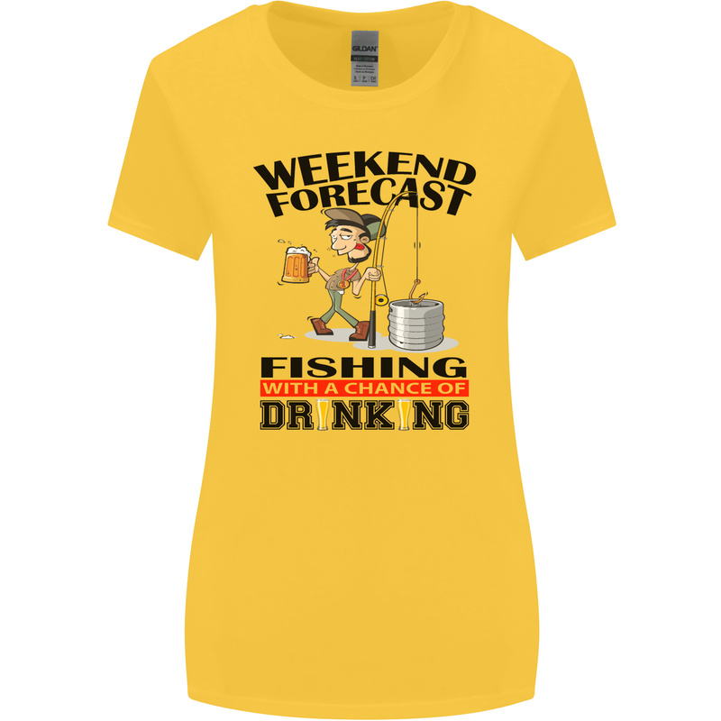 Fishing Fisherman Forecast Alcohol Beer Womens Wider Cut T-Shirt Yellow