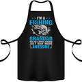 Fishing Grandad Funny Fathers Day Fisherman Cotton Apron 100% Organic Black
