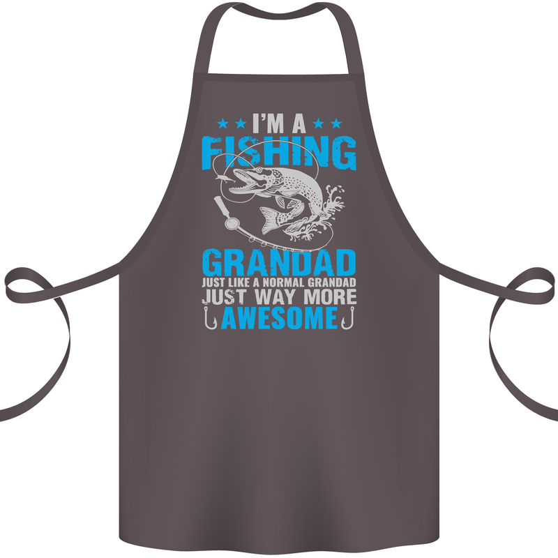 Fishing Grandad Funny Fathers Day Fisherman Cotton Apron 100% Organic Dark Grey