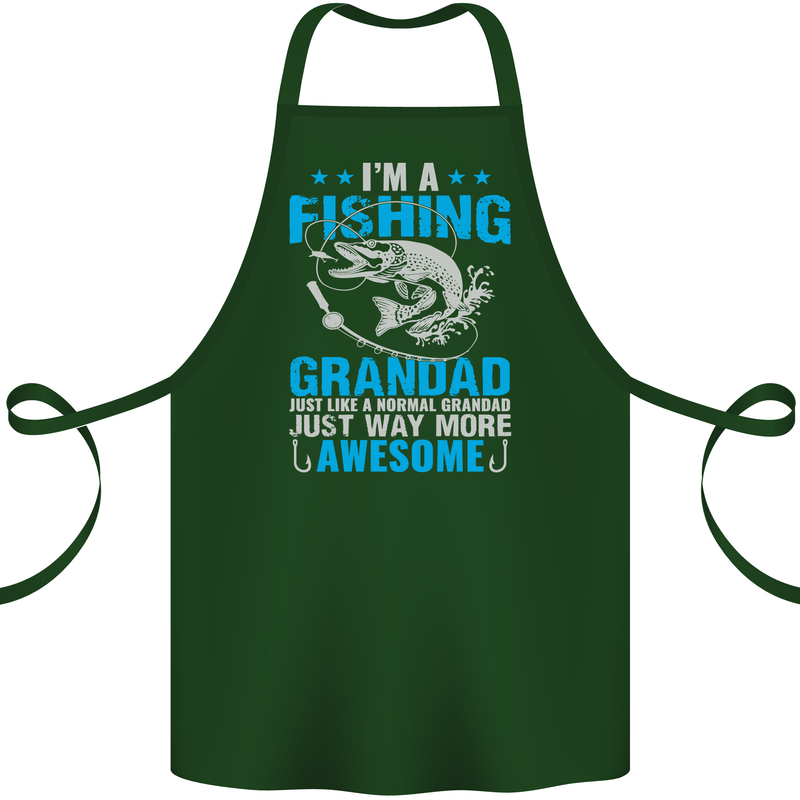 Fishing Grandad Funny Fathers Day Fisherman Cotton Apron 100% Organic Forest Green