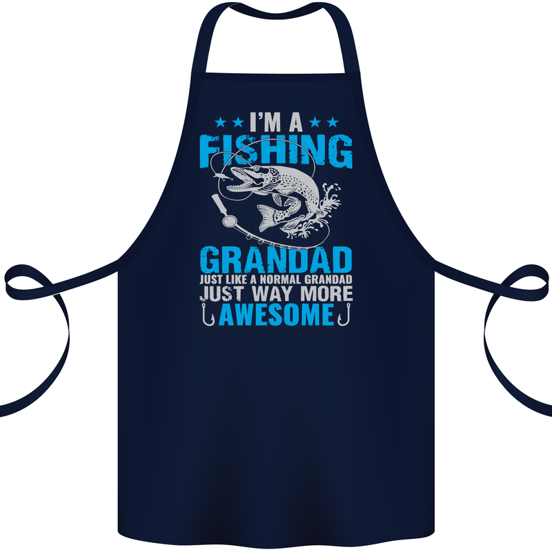 Fishing Grandad Funny Fathers Day Fisherman Cotton Apron 100% Organic Navy Blue
