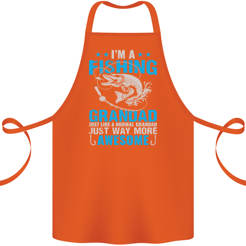 Fishing Grandad Funny Fathers Day Fisherman Cotton Apron 100% Organic Orange