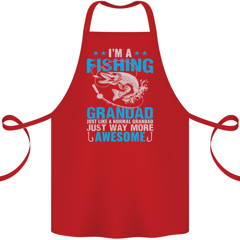 Fishing Grandad Funny Fathers Day Fisherman Cotton Apron 100% Organic Red