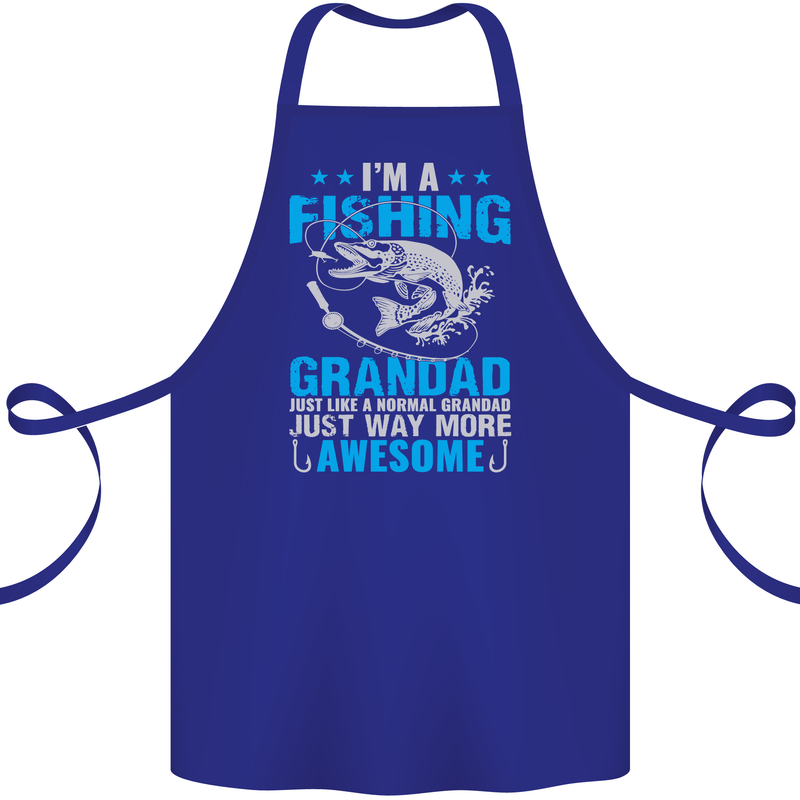 Fishing Grandad Funny Fathers Day Fisherman Cotton Apron 100% Organic Royal Blue