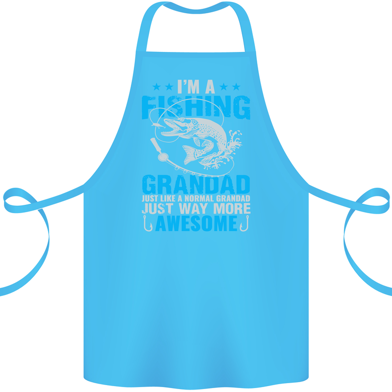 Fishing Grandad Funny Fathers Day Fisherman Cotton Apron 100% Organic Turquoise